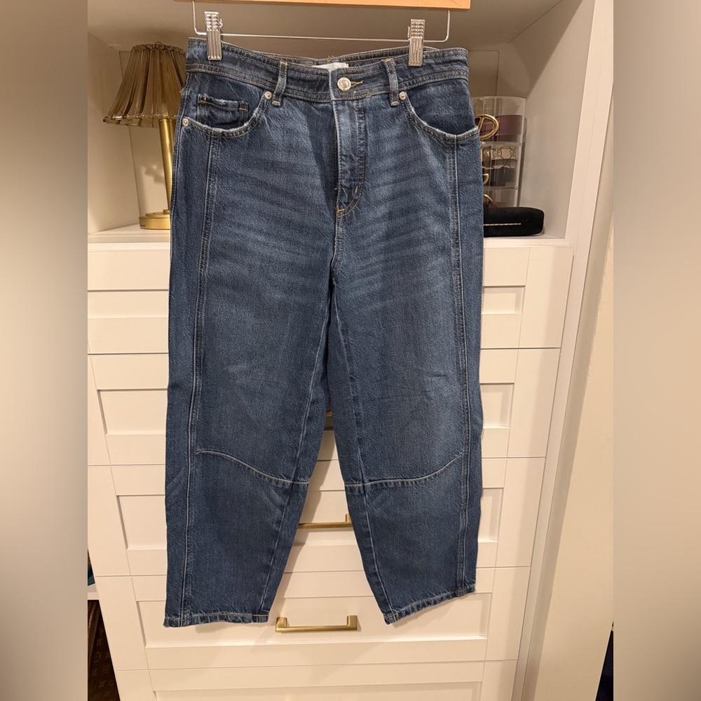 LOFT Dark Blue Barrel Leg Jeans - Picture 4 of 8